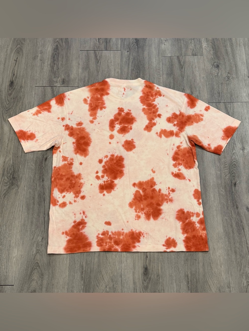 Jordan Unisex Orange & Cream Tie-Dye Oversized Fit Short Sleeve Athletic Tee - Picture 4 of 5